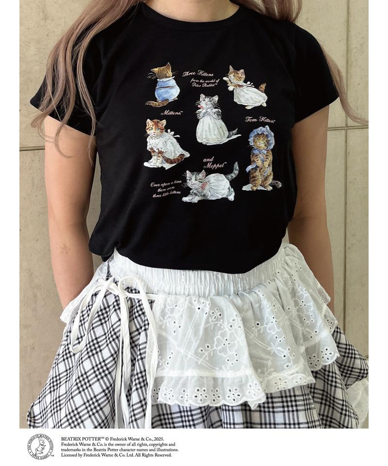 【Peter Rabbit（TM)】MITTENS TOM KITTEN AND MOPPET TEE 詳細画像 ブラック 6