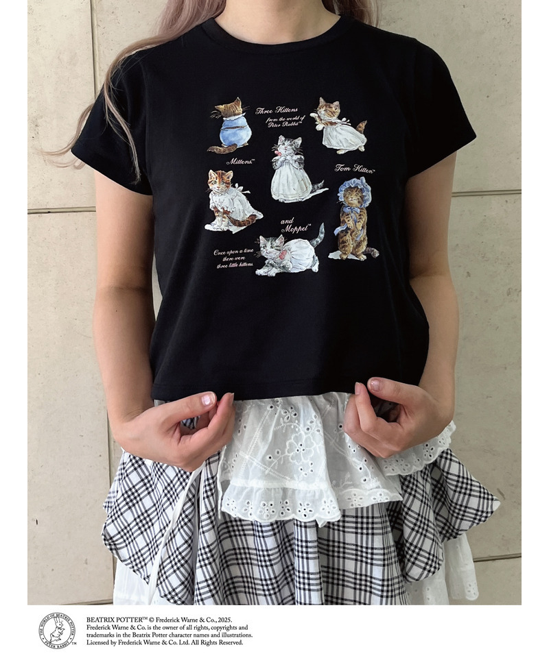【Peter Rabbit（TM)】MITTENS TOM KITTEN AND MOPPET TEE 詳細画像 ブラック 7