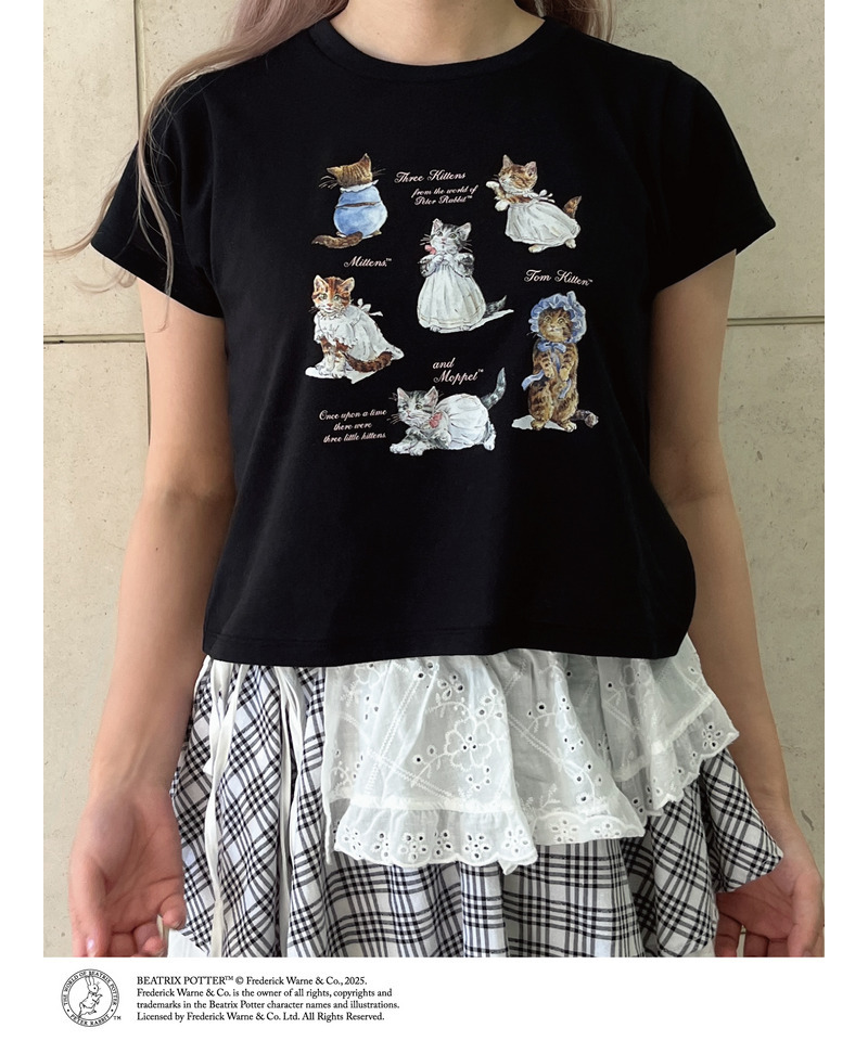【Peter Rabbit（TM)】MITTENS TOM KITTEN AND MOPPET TEE 詳細画像 ブラック 8