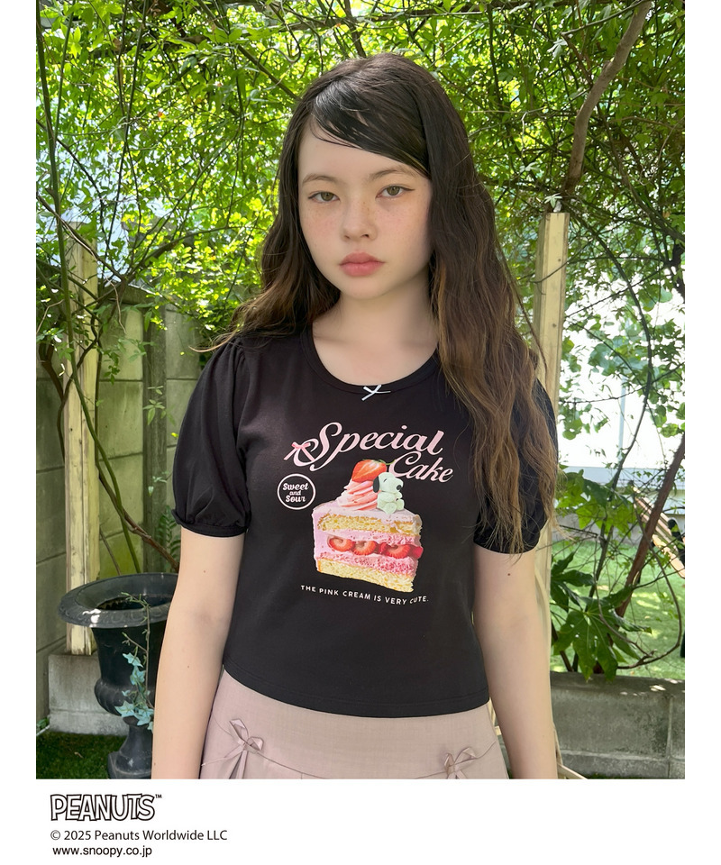 【PEANUTS】Strawberry Cake  TEE  詳細画像 ブラック 2