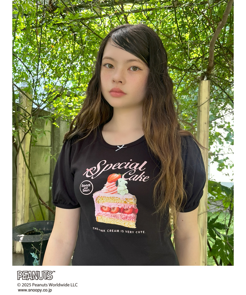【PEANUTS】Strawberry Cake  TEE  詳細画像 ブラック 3