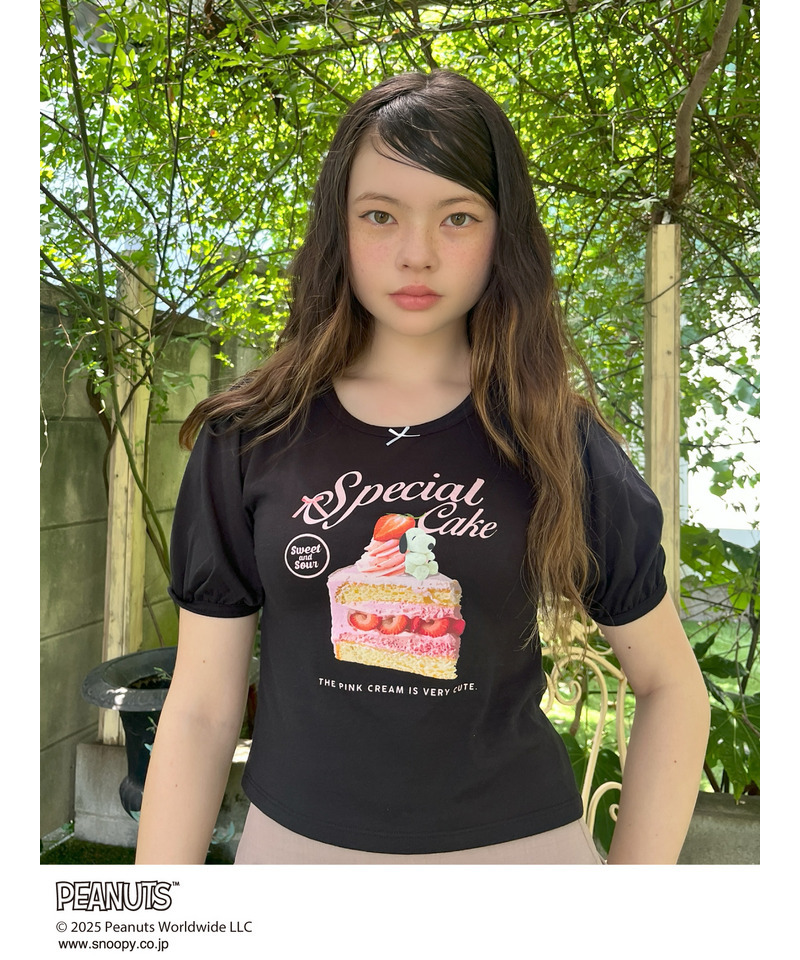 【PEANUTS】Strawberry Cake  TEE  詳細画像 ブラック 4