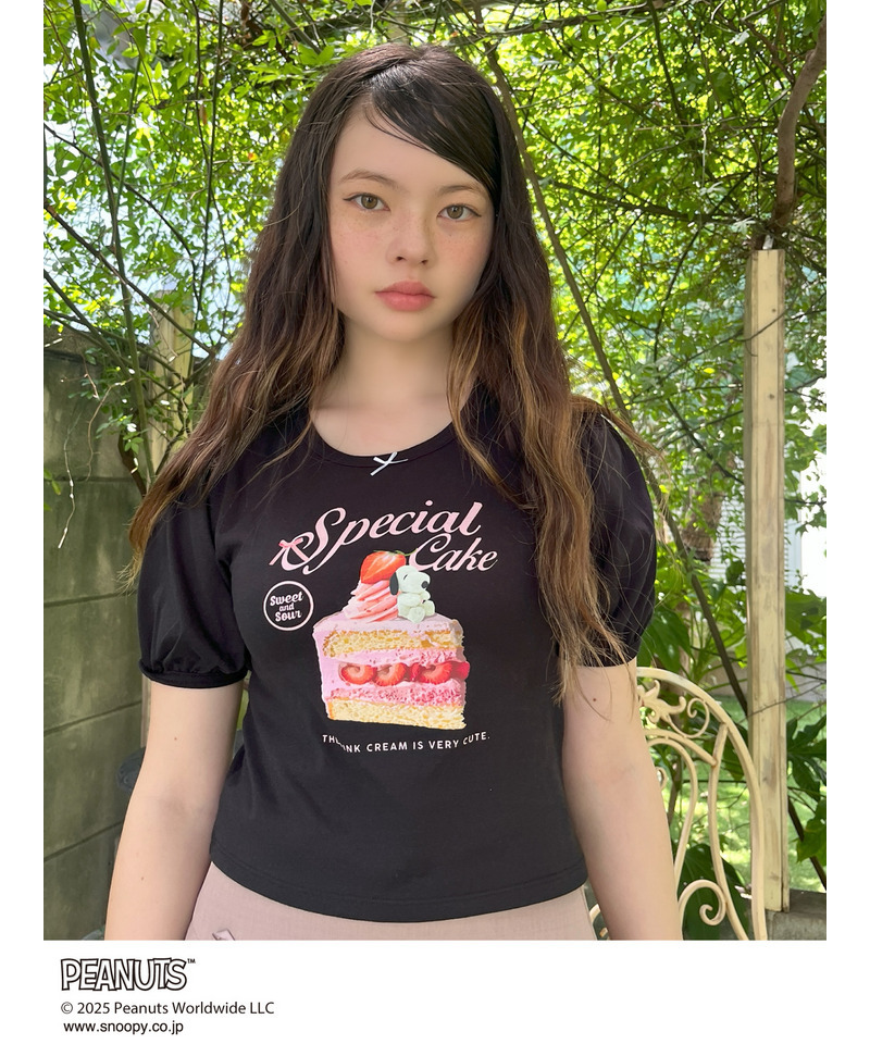 【PEANUTS】Strawberry Cake  TEE  詳細画像 ブラック 5