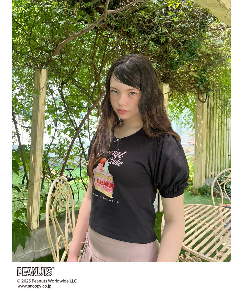 【PEANUTS】Strawberry Cake  TEE  詳細画像 ブラック 7