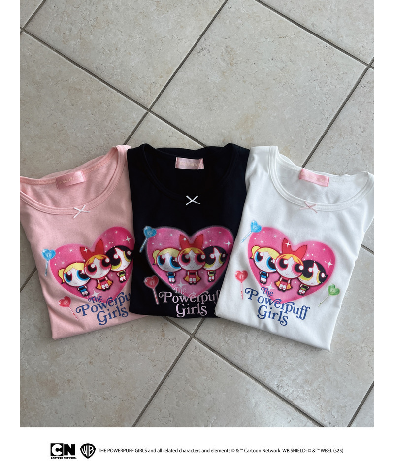 【THE POWERPUFF GIRLS】ハートキャンディーTEE  詳細画像 オフホワイト 3
