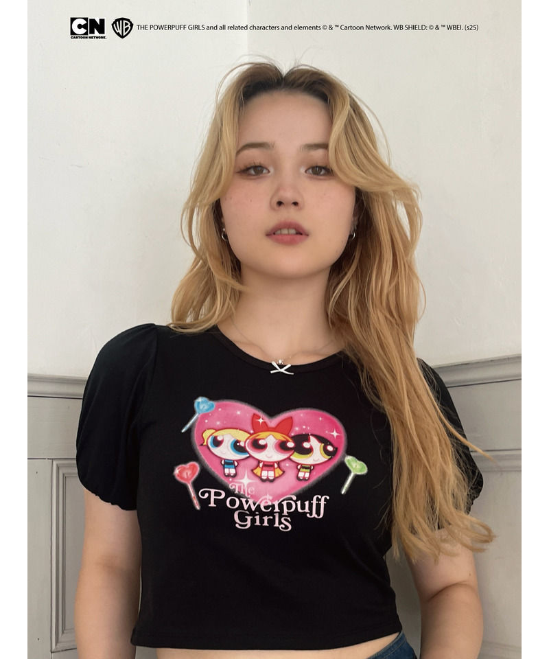 【THE POWERPUFF GIRLS】ハートキャンディーTEE  詳細画像 ブラック 7