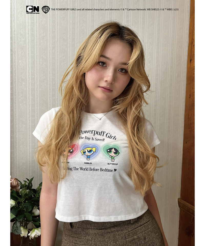 【THE POWERPUFF GIRLS】パジャマガールズTEE  詳細画像 オフホワイト 9