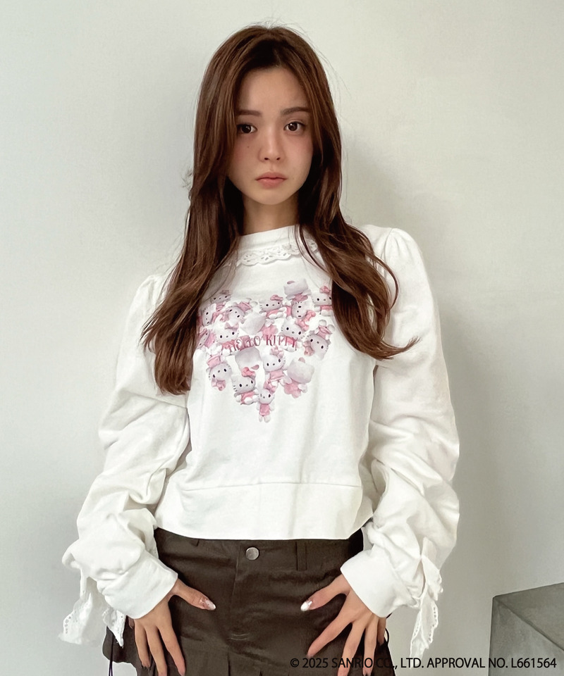 ANGEL【HELLO KITTY】 HEART FRILL SWEAT 詳細画像 オフホワイト 3
