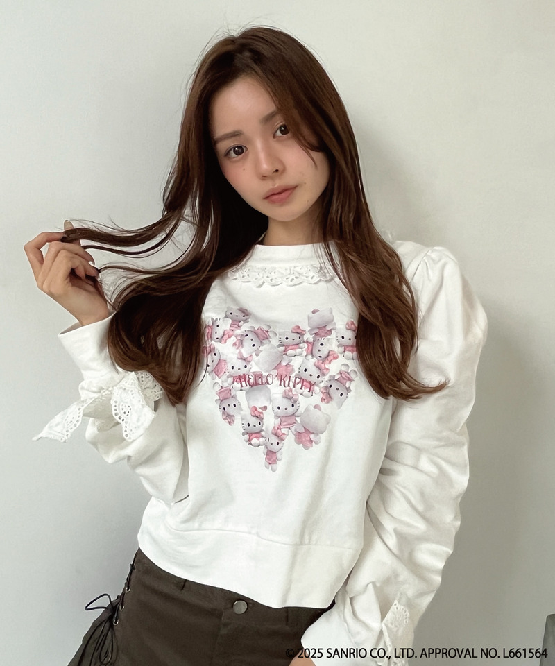 ANGEL【HELLO KITTY】 HEART FRILL SWEAT 詳細画像 オフホワイト 4