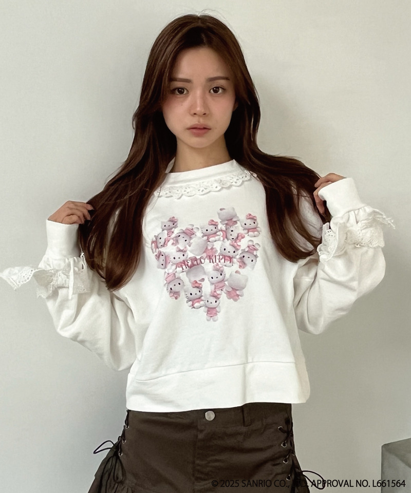 ANGEL【HELLO KITTY】 HEART FRILL SWEAT 詳細画像 オフホワイト 7