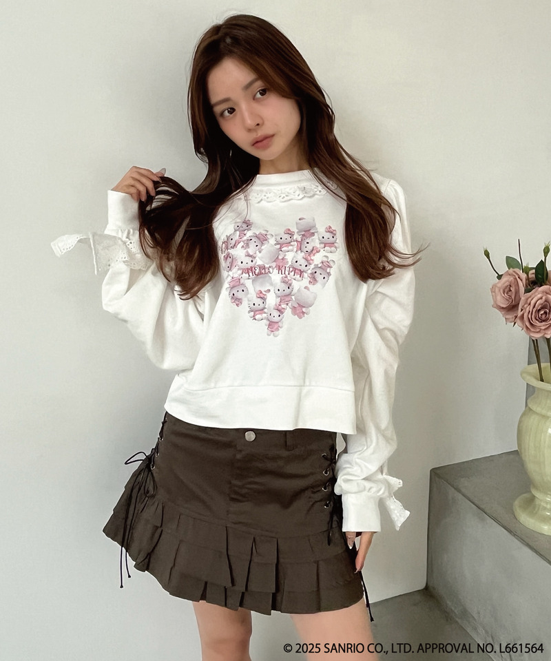 ANGEL【HELLO KITTY】 HEART FRILL SWEAT 詳細画像 オフホワイト 8