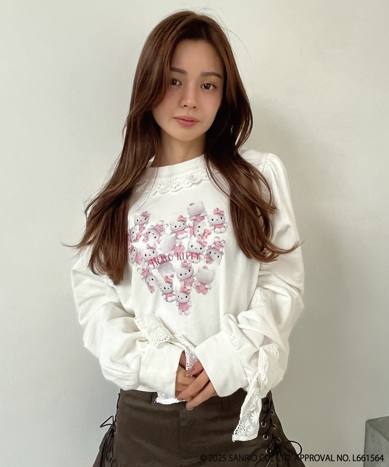 ANGEL【HELLO KITTY】 HEART FRILL SWEAT 詳細画像 オフホワイト 9