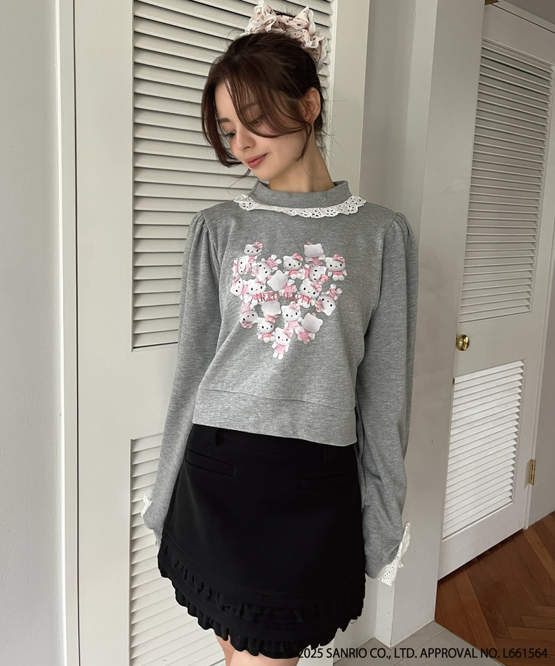 ANGEL【HELLO KITTY】 HEART FRILL SWEAT 詳細画像 グレー 10