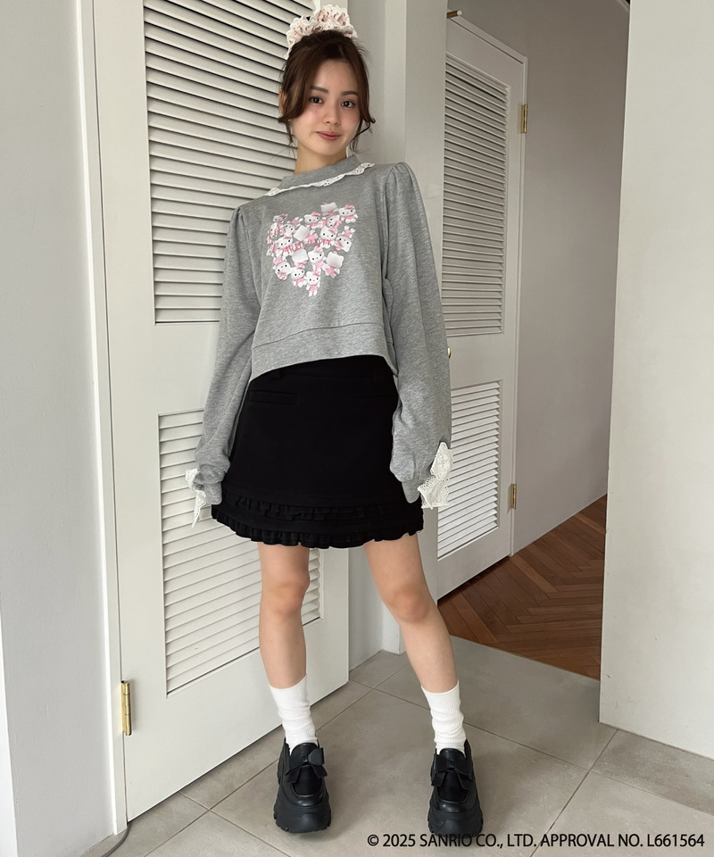ANGEL【HELLO KITTY】 HEART FRILL SWEAT 詳細画像 グレー 11