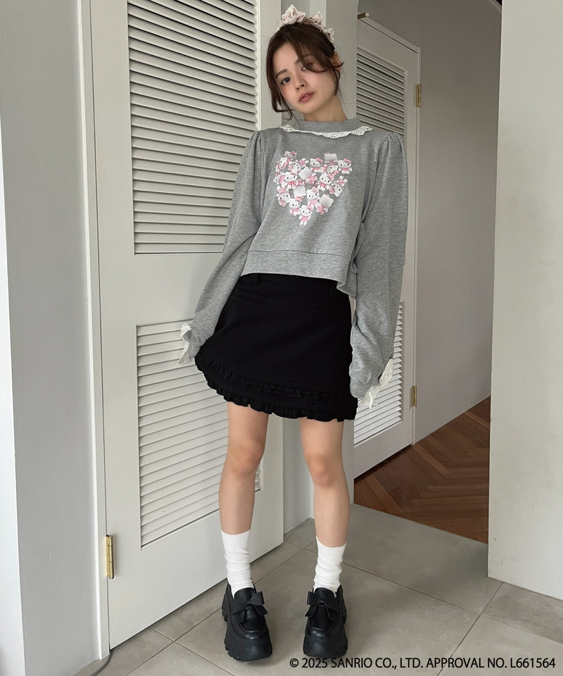 ANGEL【HELLO KITTY】 HEART FRILL SWEAT 詳細画像 グレー 12