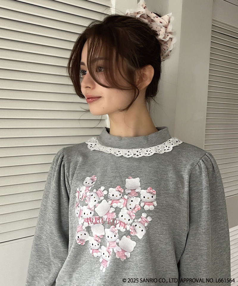 ANGEL【HELLO KITTY】 HEART FRILL SWEAT 詳細画像 グレー 2