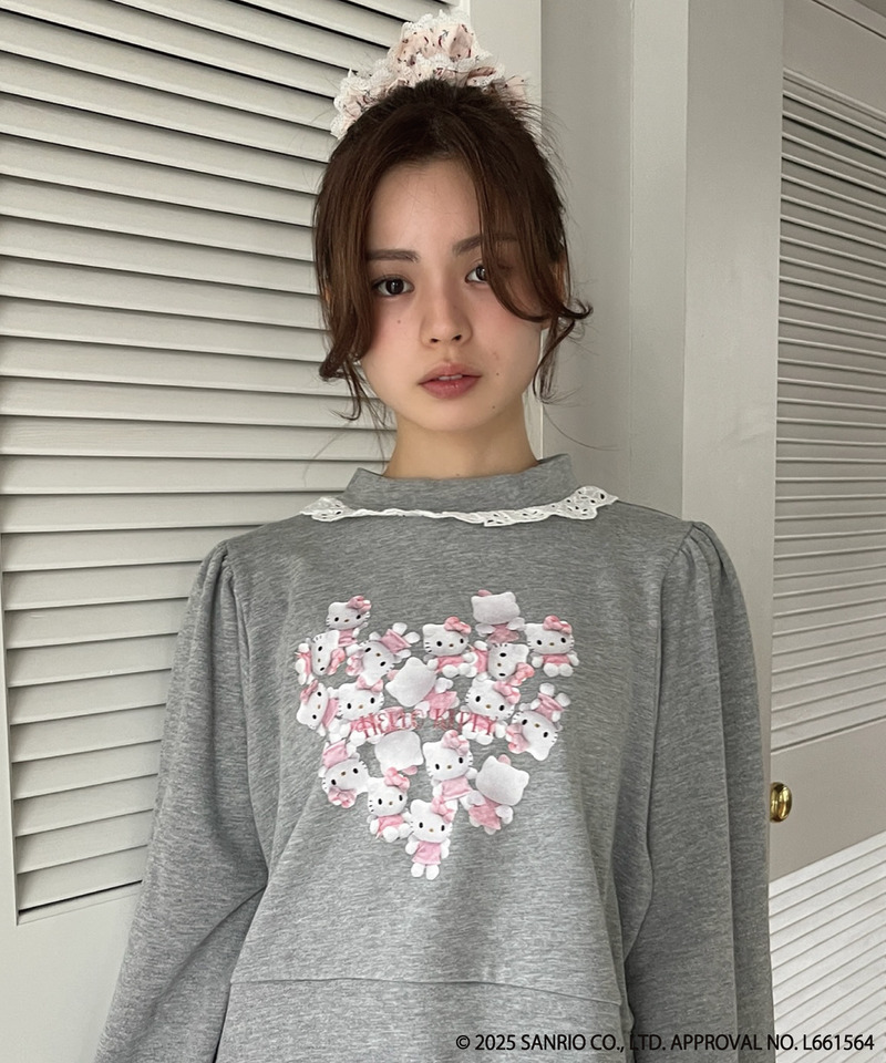 ANGEL【HELLO KITTY】 HEART FRILL SWEAT 詳細画像 グレー 3