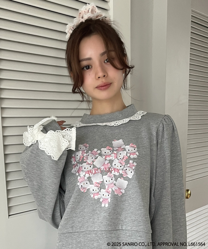 ANGEL【HELLO KITTY】 HEART FRILL SWEAT 詳細画像 グレー 4
