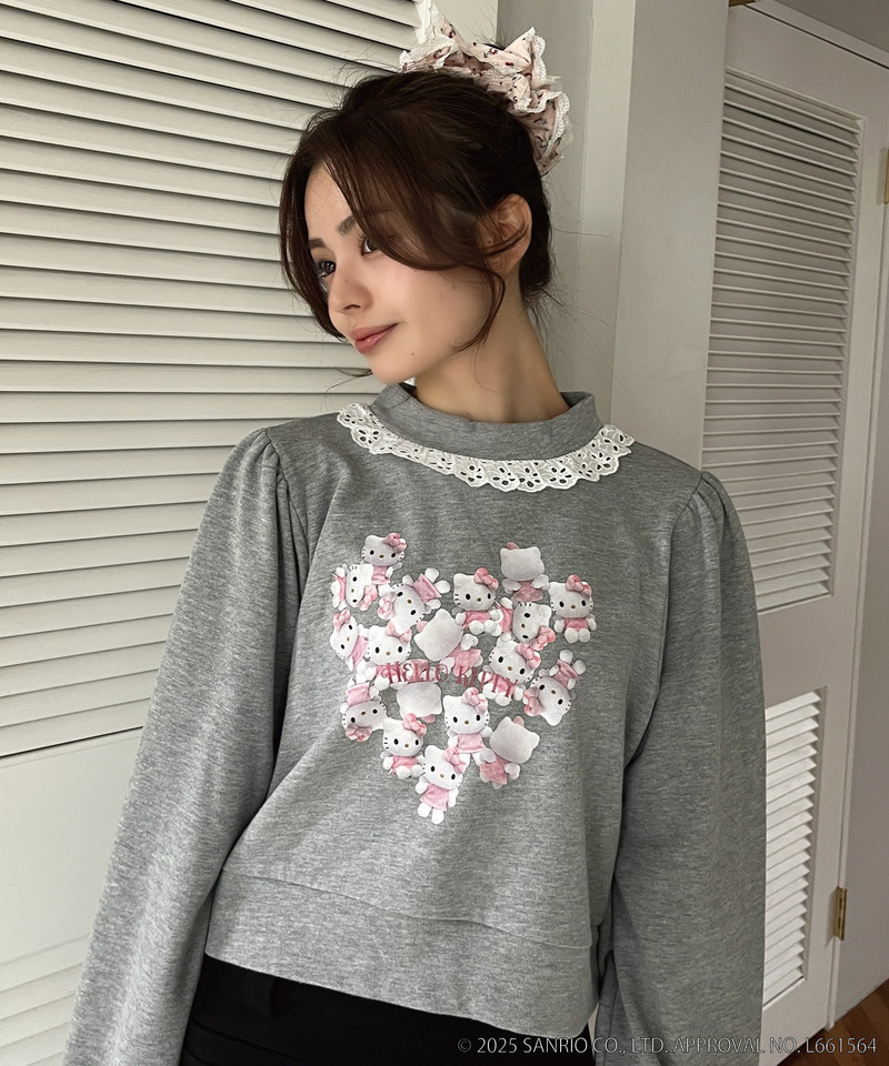 ANGEL【HELLO KITTY】 HEART FRILL SWEAT 詳細画像 グレー 6