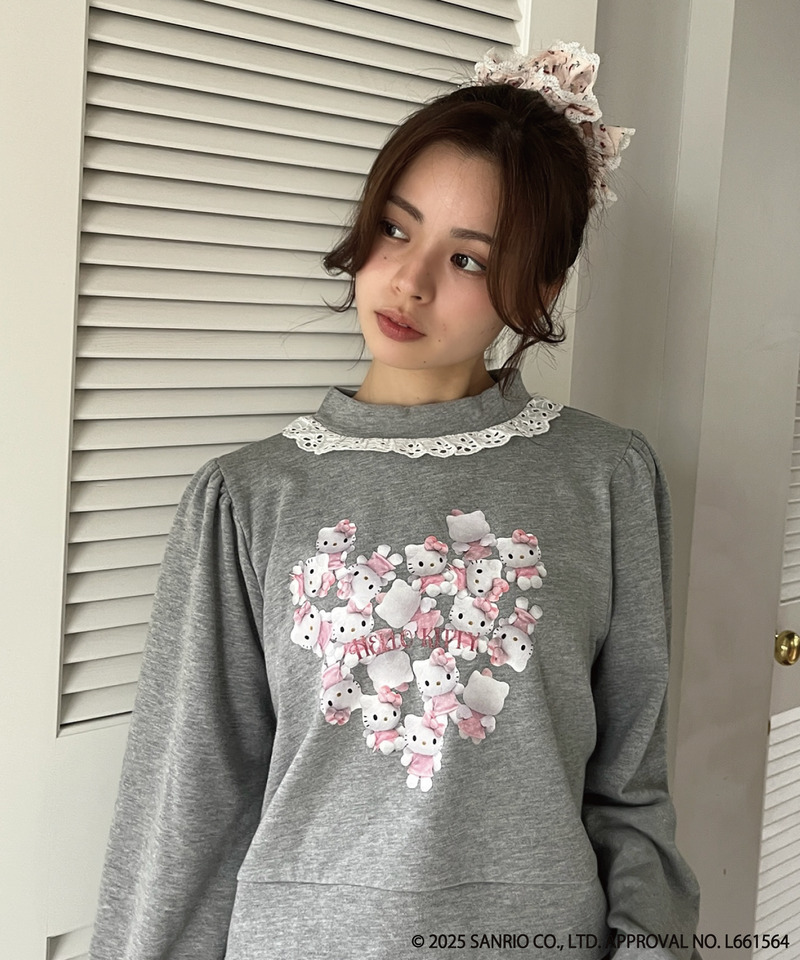 ANGEL【HELLO KITTY】 HEART FRILL SWEAT 詳細画像 グレー 7