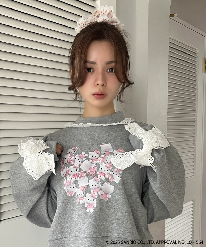 ANGEL【HELLO KITTY】 HEART FRILL SWEAT 詳細画像 グレー 8