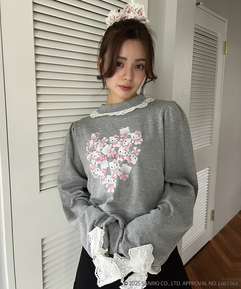 ANGEL【HELLO KITTY】 HEART FRILL SWEAT 詳細画像 グレー 9