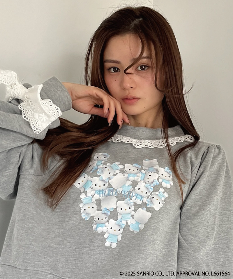 ANGEL【HELLO KITTY】 HEART FRILL SWEAT 詳細画像 グレー系 1
