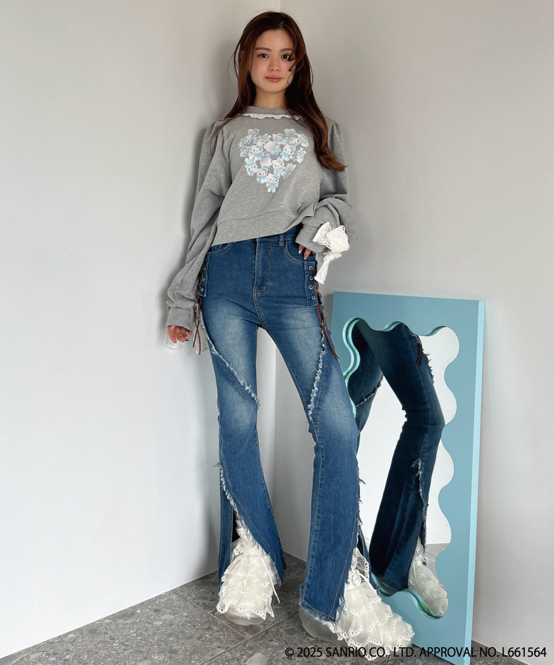 ANGEL【HELLO KITTY】 HEART FRILL SWEAT 詳細画像 グレー系 11