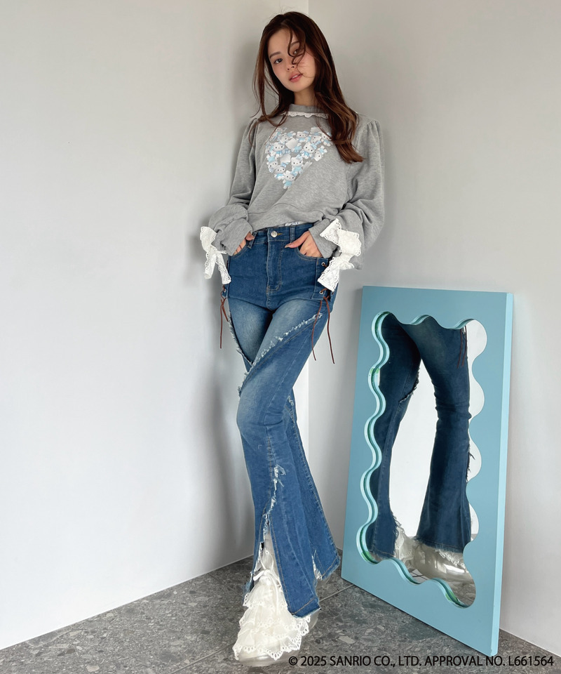 ANGEL【HELLO KITTY】 HEART FRILL SWEAT 詳細画像 グレー系 12