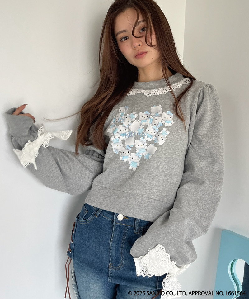 ANGEL【HELLO KITTY】 HEART FRILL SWEAT 詳細画像 グレー系 5