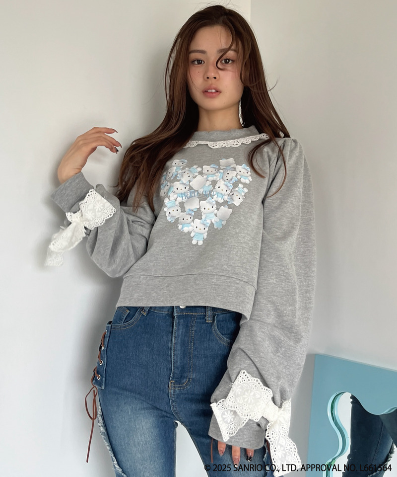 ANGEL【HELLO KITTY】 HEART FRILL SWEAT 詳細画像 グレー系 6
