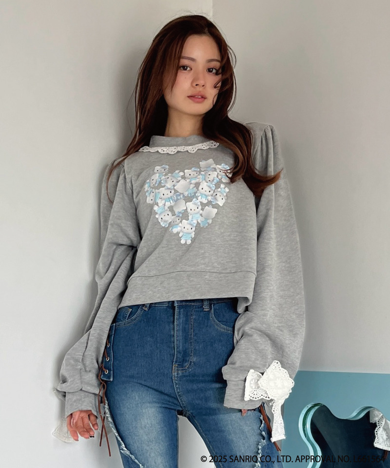 ANGEL【HELLO KITTY】 HEART FRILL SWEAT 詳細画像 グレー系 8