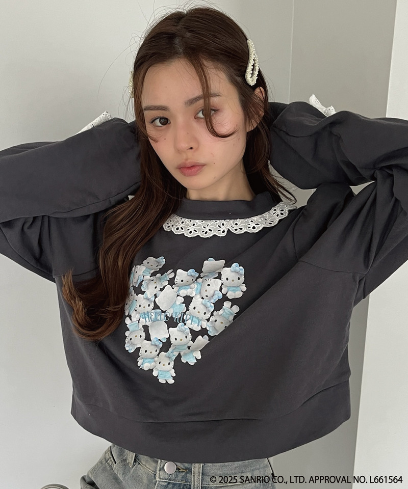 ANGEL【HELLO KITTY】 HEART FRILL SWEAT 詳細画像 ブラック系 2