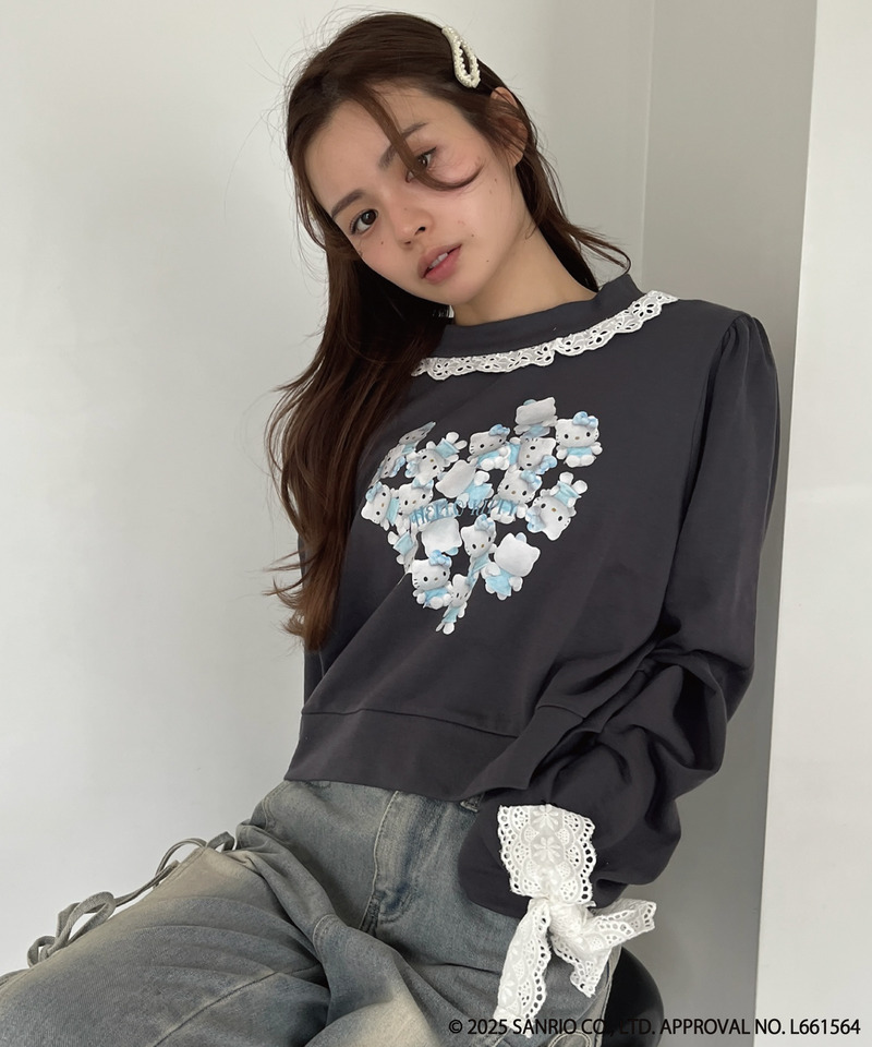 ANGEL【HELLO KITTY】 HEART FRILL SWEAT 詳細画像 ブラック系 3