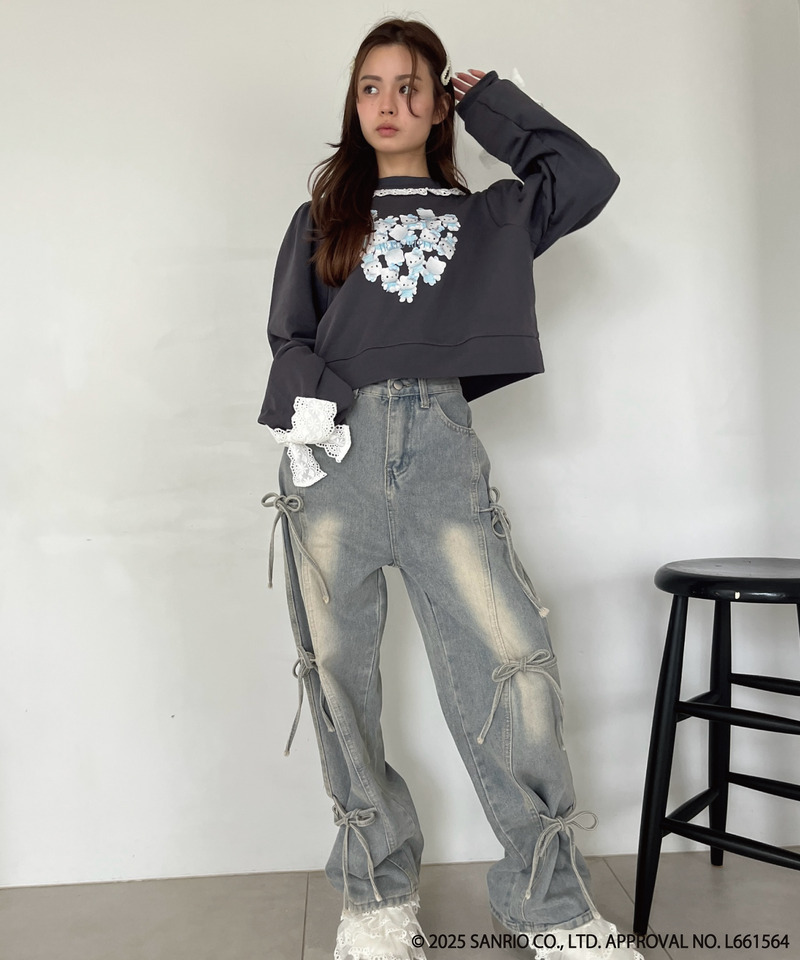 ANGEL【HELLO KITTY】 HEART FRILL SWEAT 詳細画像 ブラック系 7