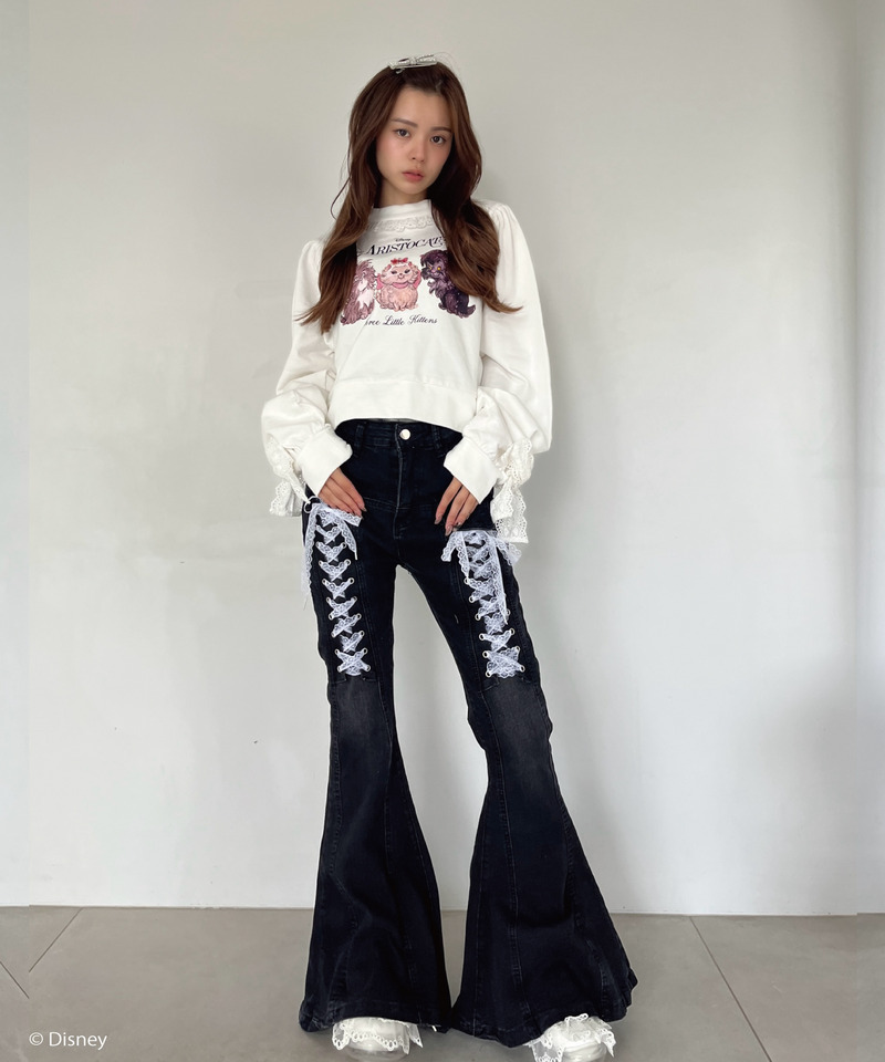 【Disney】おしゃれキャット / フリルスウェット 詳細画像 オフホワイト 11