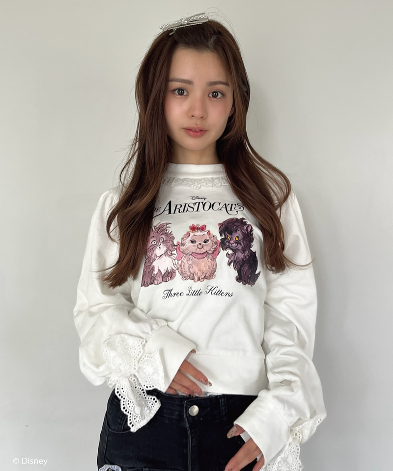 【Disney】おしゃれキャット / フリルスウェット 詳細画像 オフホワイト 15