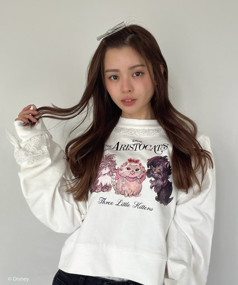 【Disney】おしゃれキャット / フリルスウェット 詳細画像 オフホワイト 5