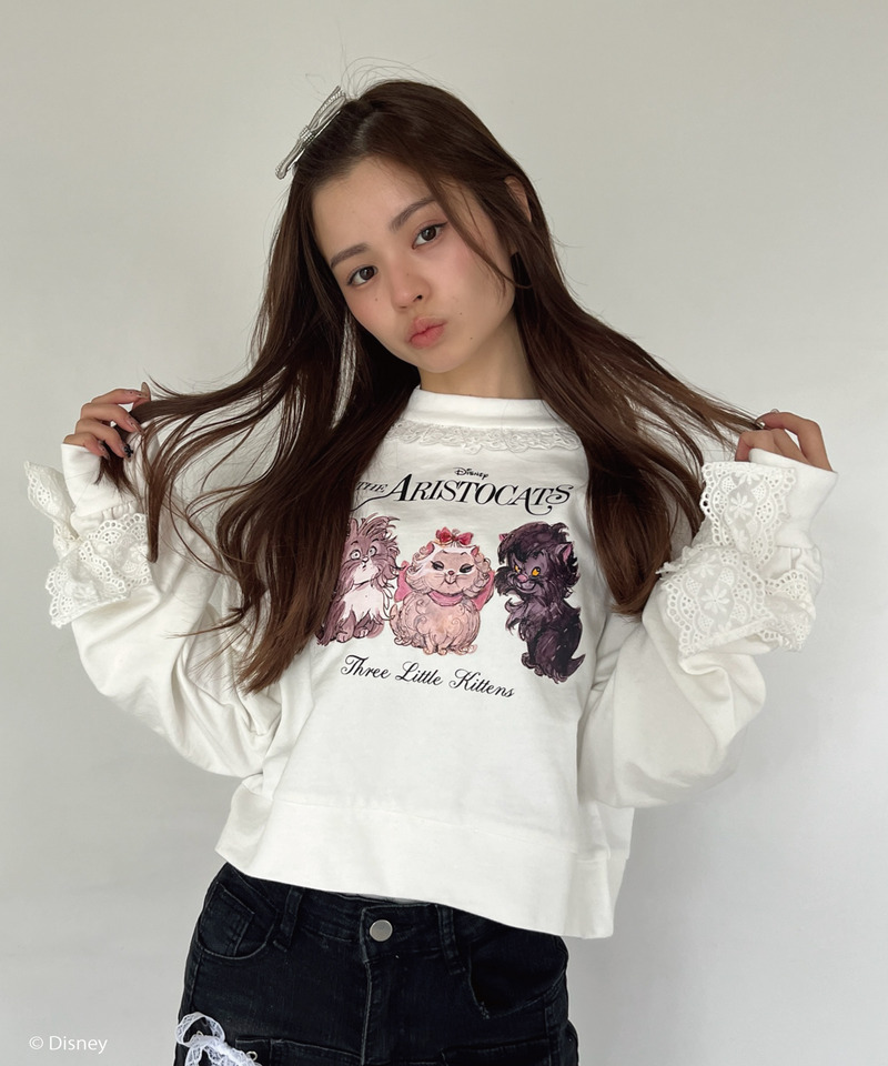 【Disney】おしゃれキャット / フリルスウェット 詳細画像 オフホワイト 6