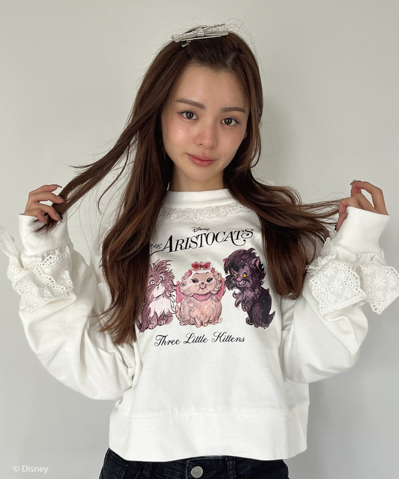 【Disney】おしゃれキャット / フリルスウェット 詳細画像 オフホワイト 7