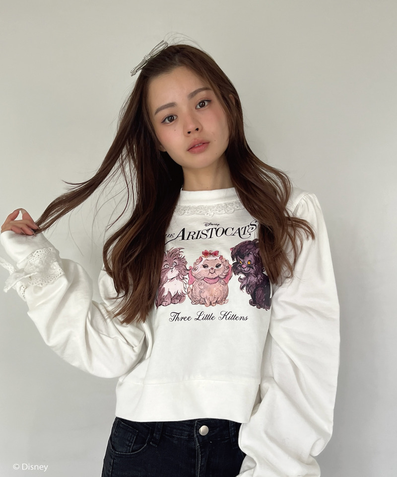 【Disney】おしゃれキャット / フリルスウェット 詳細画像 オフホワイト 8