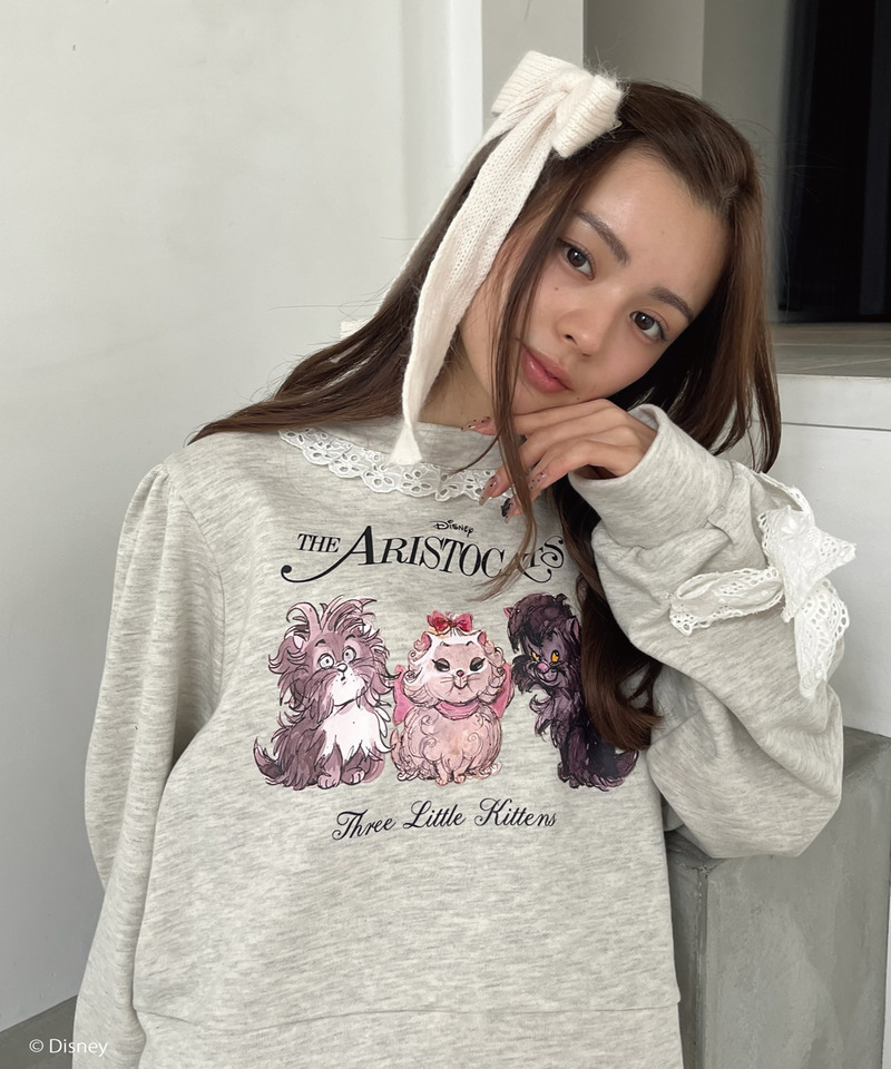【Disney】おしゃれキャット / フリルスウェット 詳細画像 グレー 1
