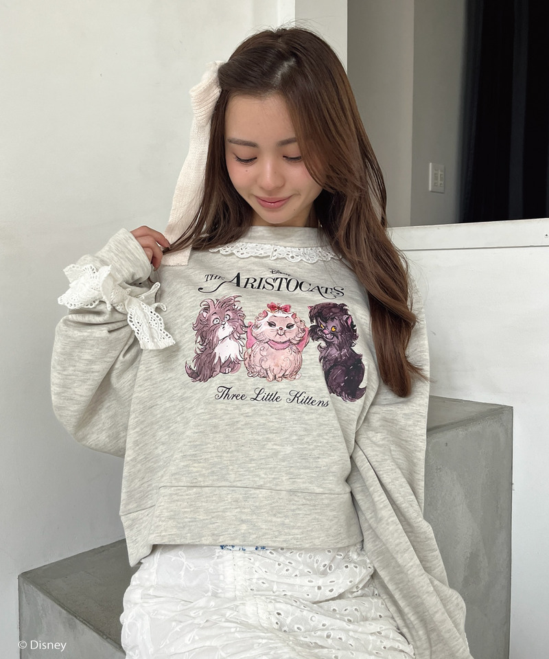 【Disney】おしゃれキャット / フリルスウェット 詳細画像 グレー 4