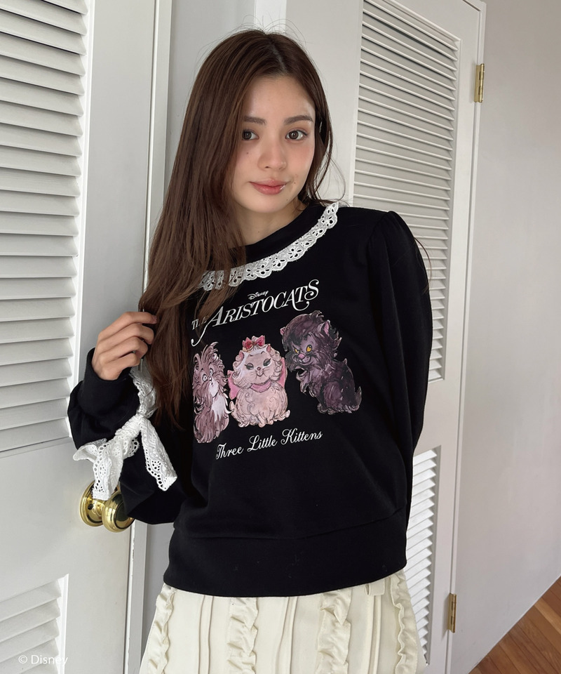 【Disney】おしゃれキャット / フリルスウェット 詳細画像 ブラック 10