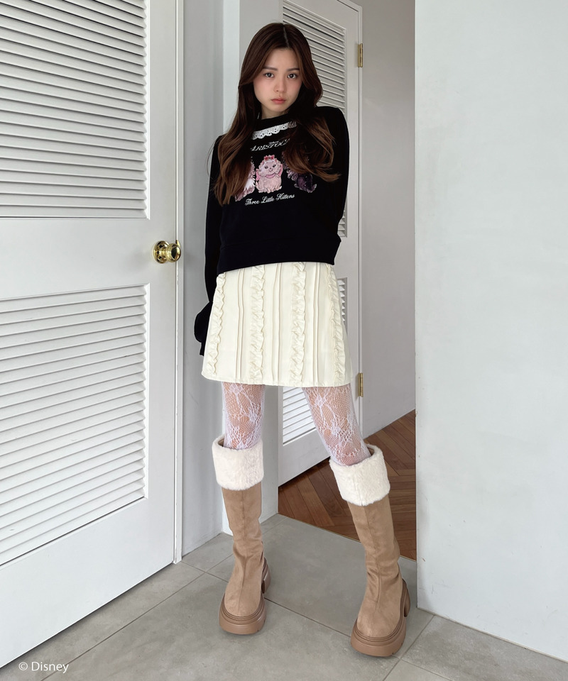 【Disney】おしゃれキャット / フリルスウェット 詳細画像 ブラック 12