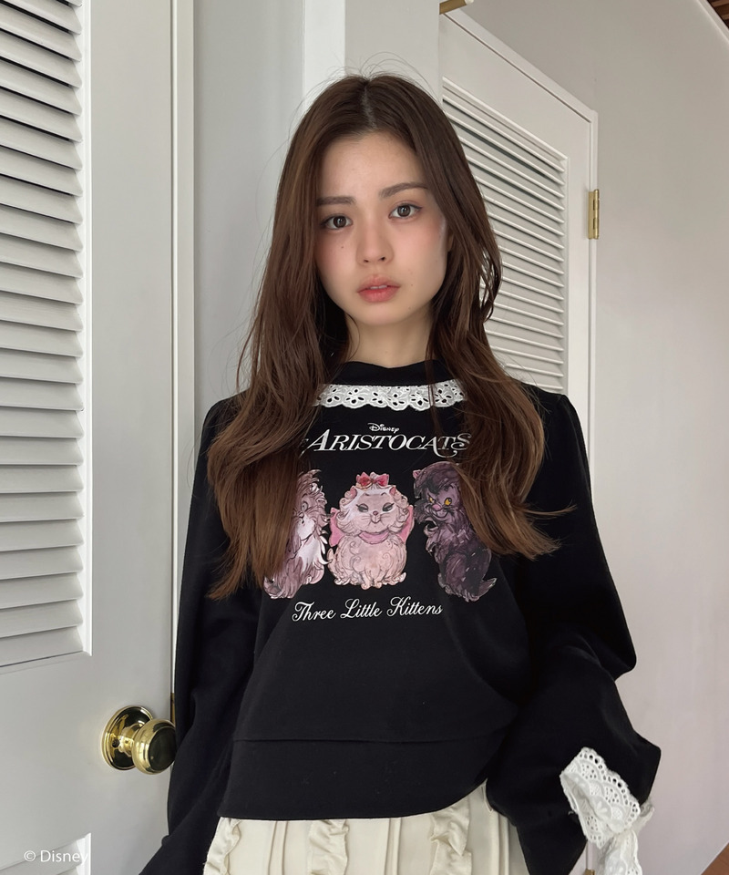 【Disney】おしゃれキャット / フリルスウェット 詳細画像 ブラック 5