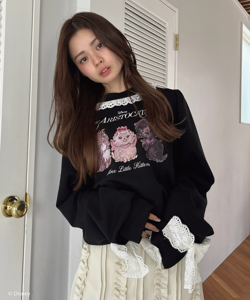 【Disney】おしゃれキャット / フリルスウェット 詳細画像 ブラック 6