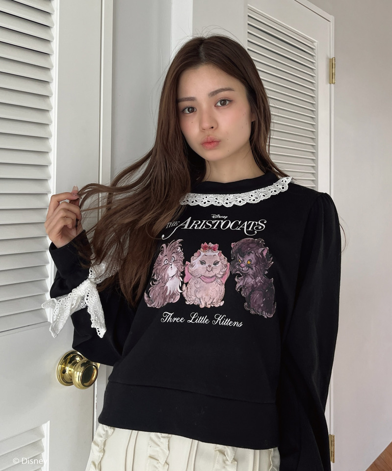 【Disney】おしゃれキャット / フリルスウェット 詳細画像 ブラック 7