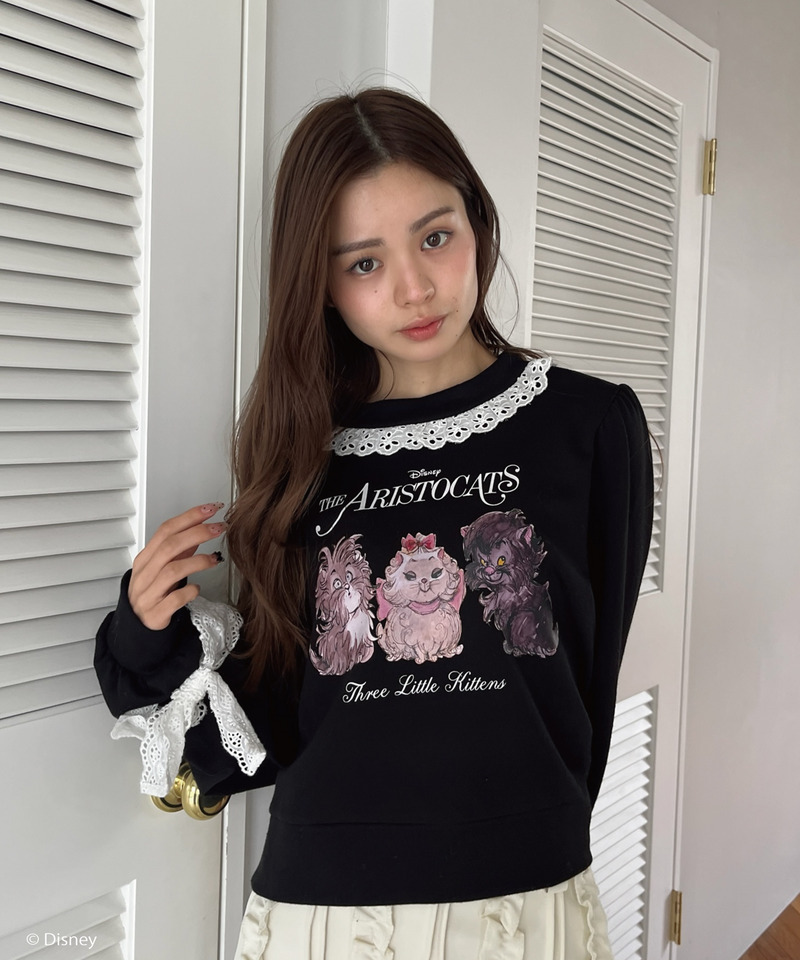 【Disney】おしゃれキャット / フリルスウェット 詳細画像 ブラック 9