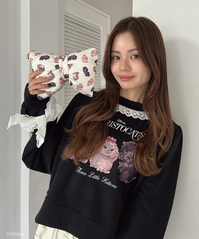 【Disney】おしゃれキャット / リボンポーチ 詳細画像 オフホワイト 7